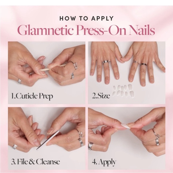Glamnetic Reusable Glitter Press-On Nails, Oslo, Short, Almond, Silver - Picture 4 of 6